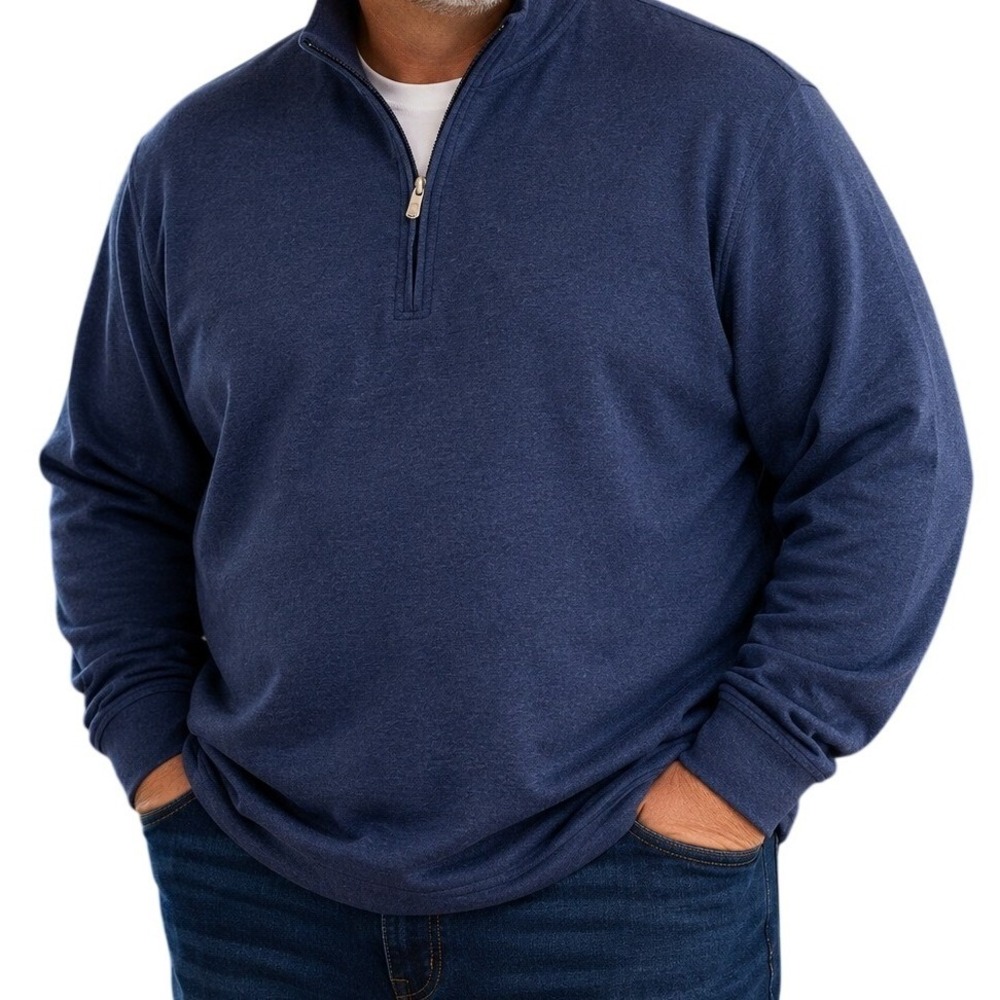 Peter Millar Blue Heathered Quarter Zip Pullover Sweater Men's 3X